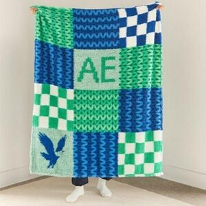 American Eagle Green Blue & White Blanket